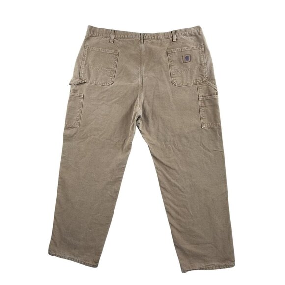 Vintage Carhartt Pants Men 44x32 Brown B111 Dungaree Flannel Lined Carpenter Y2K - Picture 2 of 16